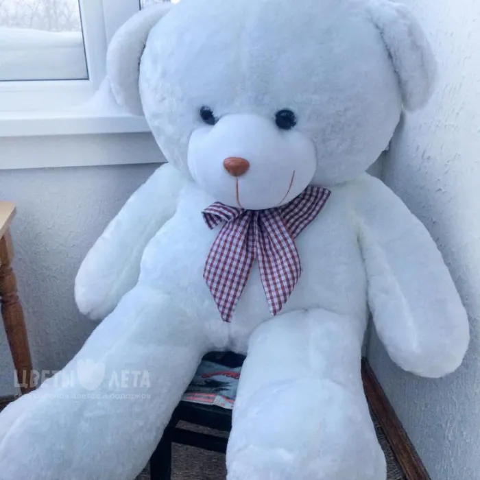 Белый мишка с бабочкой 180 см