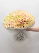 Букет: 101 Нежно-Розовая Роза Кения 45см