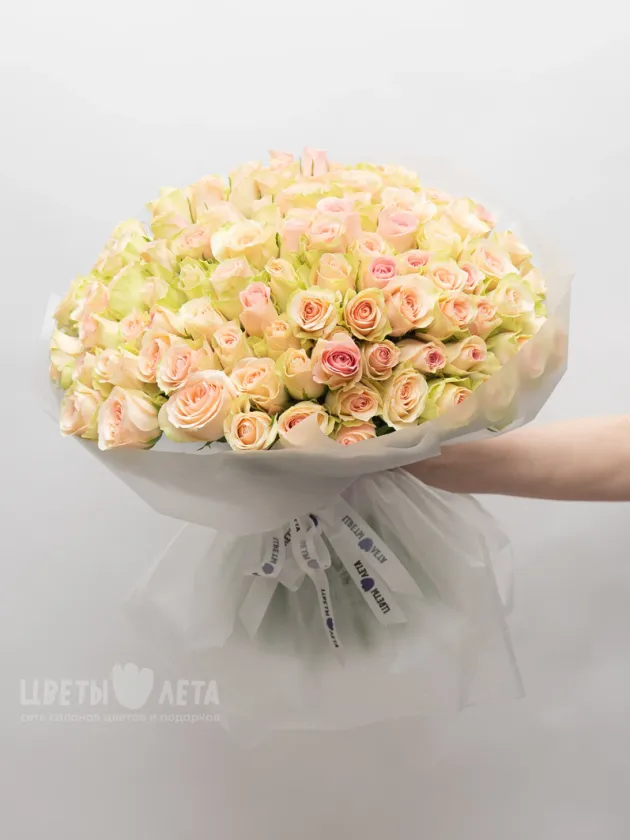 Букет: 101 Нежно-Розовая Роза Кения 45см