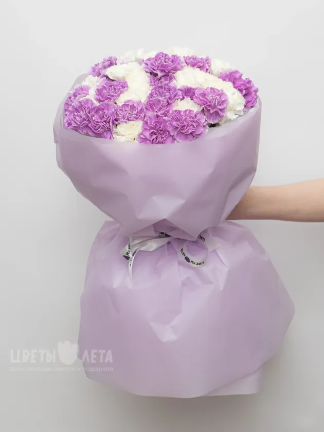Букет: 51 Микс Лавандовые-Белые Диантусы