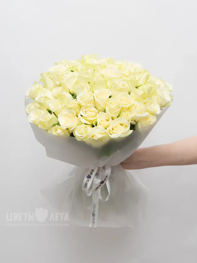 Букет: Белая Роза Кения 45см