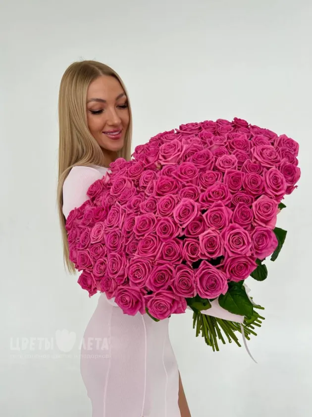 Букет из 101 розы &laquo;ПинкФлойд&raquo; 60см