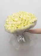Букет: 101 Белая Роза Кения 45см