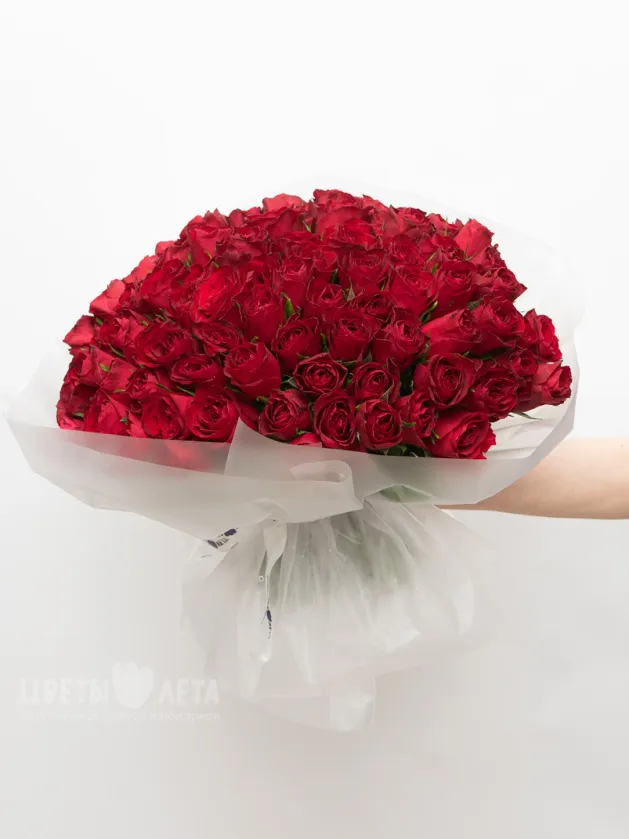 Букет: 101 Красная Роза Кения 45см