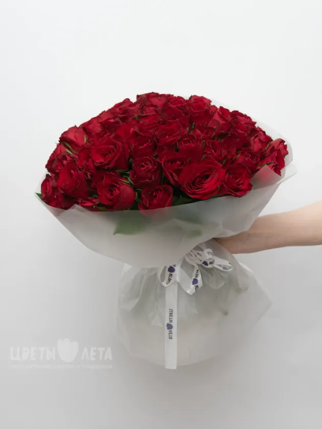 Монобукет: 51 Красная Роза Кения 45см