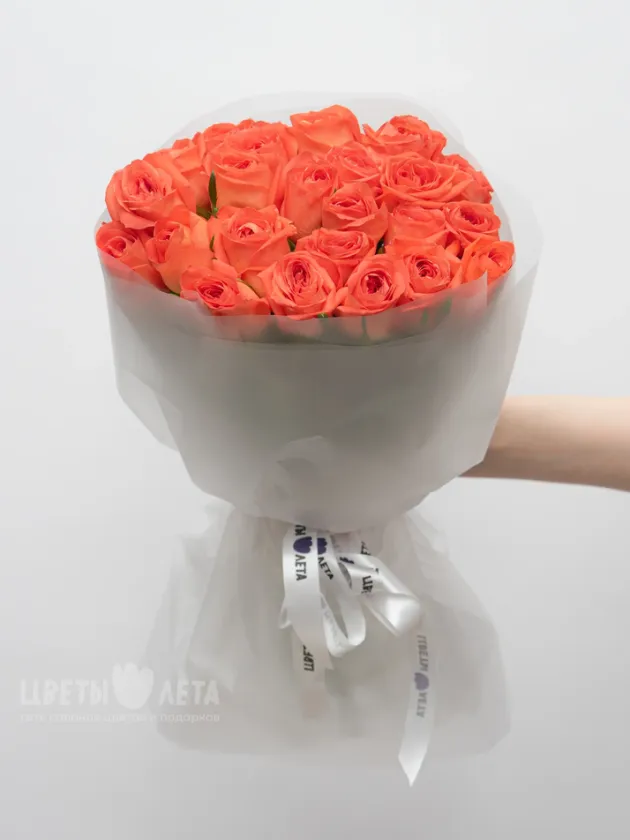 Монобукет: Оранжевая Роза Кения 45см