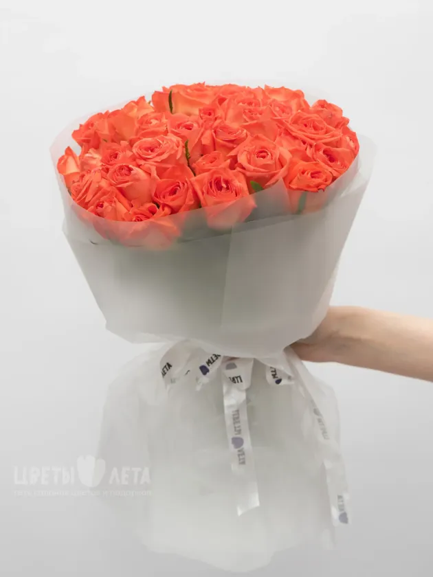 Монобукет: Оранжевая Роза Кения 45см