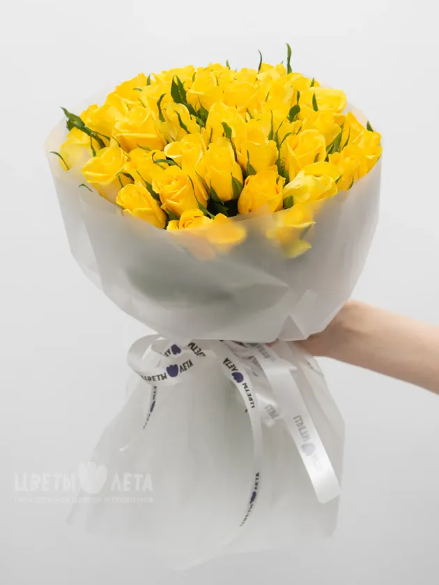 Букет: 51 Желтая Роза Кения 45см
