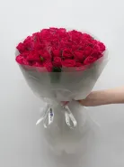 Букет: 51 Ярко-Розовая Роза Кения 45см