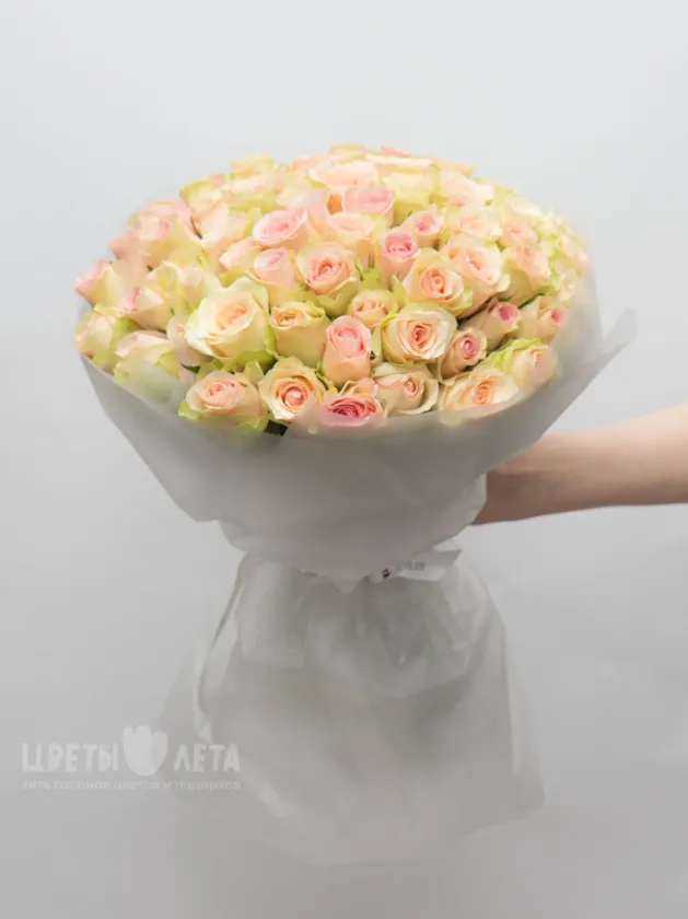 Букет: 51 Нежно-Розовая Роза Кения 45см