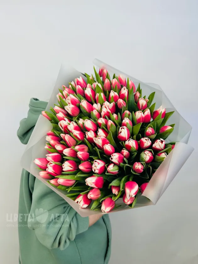 Букет: &laquo;Тюльпан с розовой каемкой 101&raquo;