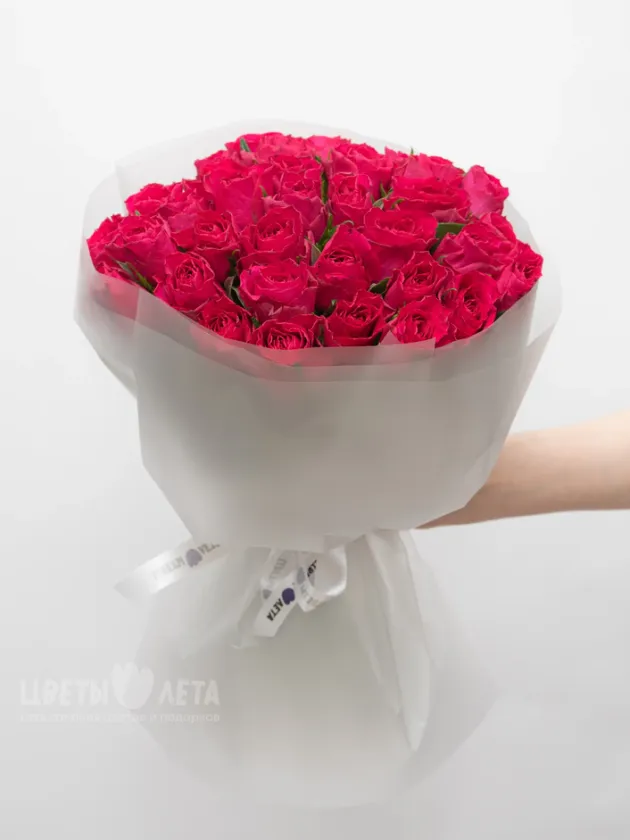 Букет: Ярко-Розовая Роза Кения 45см