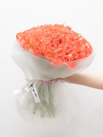 Букет: 101 Оранжевая Роза Кения 45см от интернет-магазина цветов в 