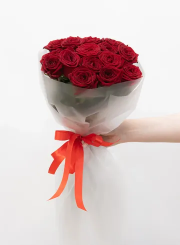 Букет из 15 &laquo;Красной&raquo; Российской Розы 60см 
