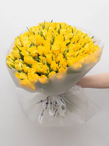 Букет: 101 Желтая Роза Кения 45см от интернет-магазина цветов в 